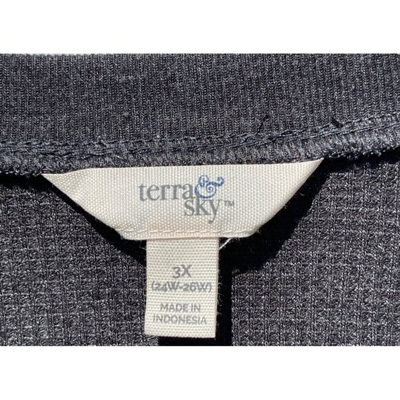 Terra & Sky Plus Size 3X Waffle Henley Shirt Long Sleeve Cotton Blend Gray - Picture 5 of 5
